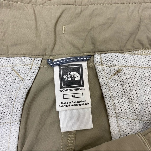 THE NORTH FACE khaki hiking cargo pants nylon capris Womens size 14 - Picture 9 of 11